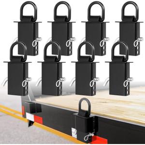 FAHKNS 8 Pack Stake Pocket D Ring, 18000lbs Heavy Duty Removable D-Ring Stake Pocket with Hitch Pin, Tie-Down Utility with 4 Adjustable Holes for Trailers and Flatbeds