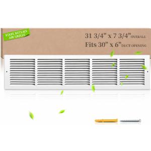 30x6 Steel Return Air Grille, HVAC Vent Cover Fits 30"W x 6"H Duct Opening