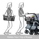 TOPDesign Universal Baby Stroller Organizer, Double Stroller Caddy with Detachable Mesh Bag & Heightened Insulated Cup Holders & Non-Slip Secure Hooks Accessories, Fits Most Strollers (Black)