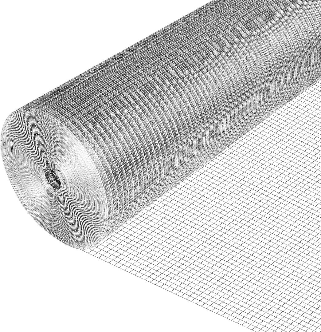 19 Gauge Hardware Cloth, 1/2 inch 48inch100ft Chicken Wire Fence, Hot-dip Galvanized Welded Cage Wire Mesh Roll Supports Poultry Netting Cage Fence (Silver)