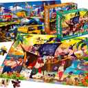 QUOKKA 100 Piece Puzzles for Kids Ages 4-6  3 Floor Puzzles for Toddlers 3-5  Toy for Learning Pirates & Constructions & Animals for 6-8 yo  Jigsaw Toddler Game for Boy and Girl