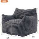 Giant Bean Bag Chairs for Adults Teens with Filling Large Fluffy Bean Bag Chair with Armrests Plush Comfy BeanBag Couch Sofa Chair for Bedroom Living Room Reading