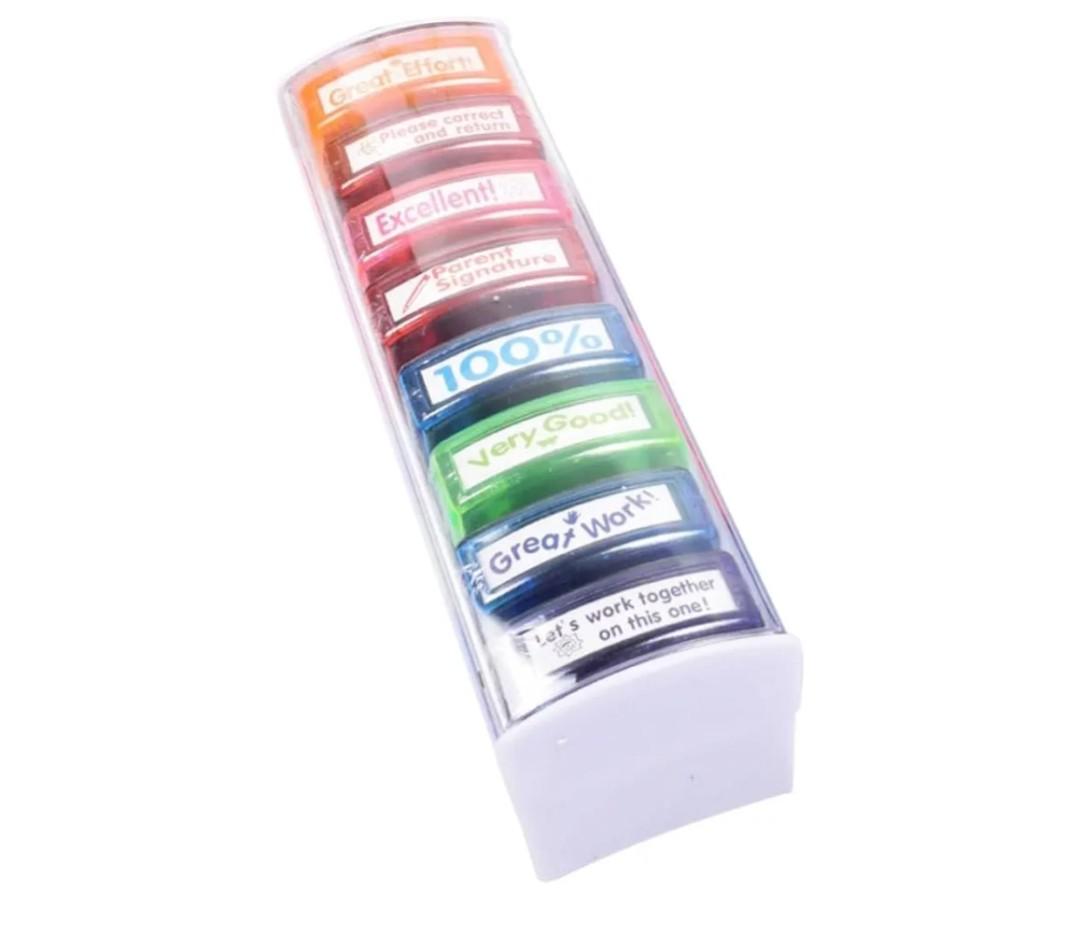 8pcs Classroom Reward Stamps Set Teacher Stamp Funny Remarks for Elementary School Homeschool Random Style
