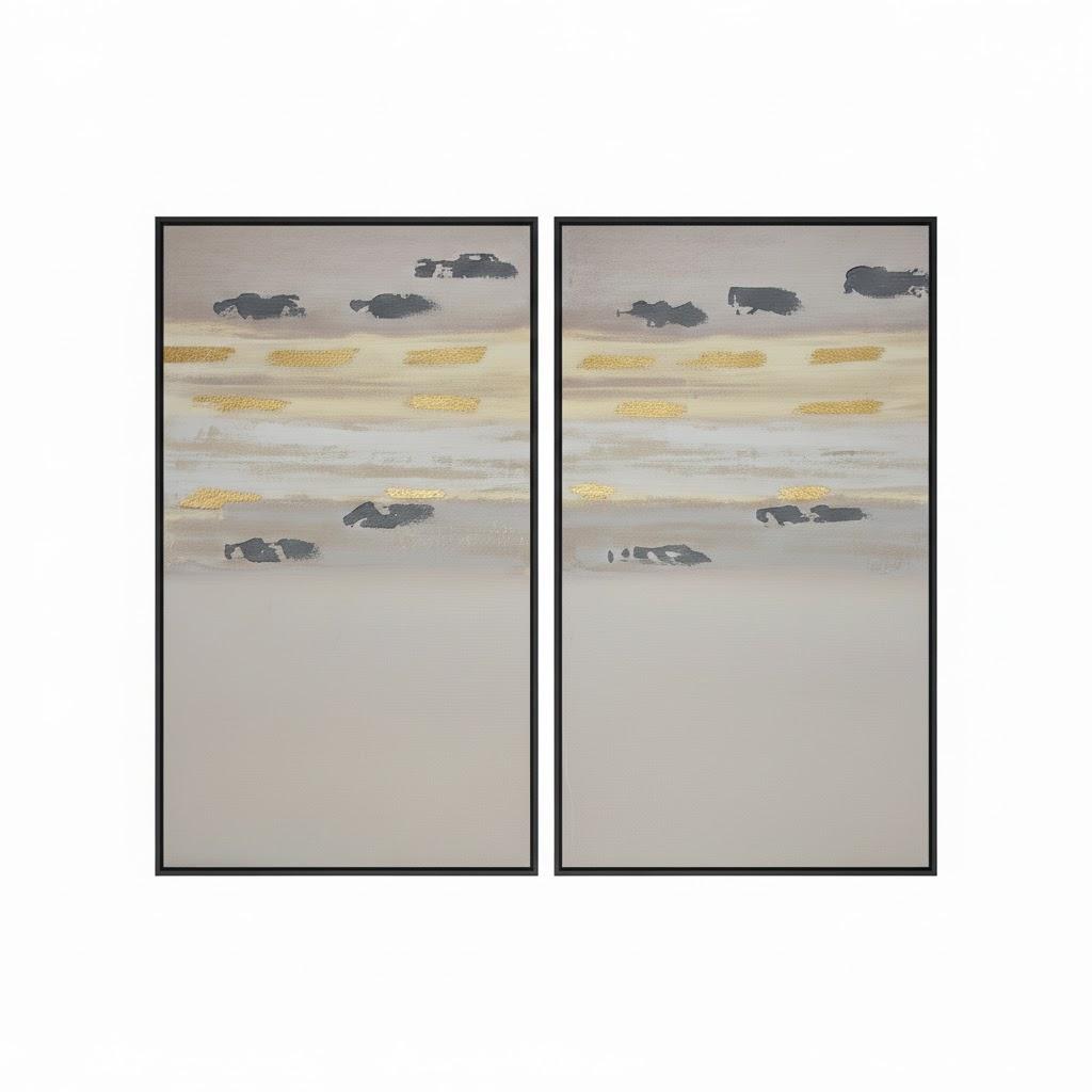 Gold Abstract Art 18x36 2 Pack