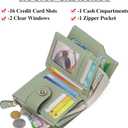 Falan Mule Women's Lightweight Genuine Leather Wallet, Includes Card Holders, RFID-Blocking, Lightweight, Photo & ID Holder, Green