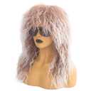 80s Costumes for Men 80s Rock Mullet Wigs for Women and Men Curly Long Punk Heavy Metal Rocker Wig Halloween Costume Male Wig Ombre Brown (Brown Ombre White)