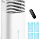 TEMEIKE 4-IN-1 Portable Air Conditioners, Evaporative Air Cooler w/ 4 Modes & 3 Speeds, 15H Timer for Smart Auto-off, 2-Gal Tank for 20H Cooling,17FT Remote,No Hose Needed,120°Oscillating Swamp Cooler White