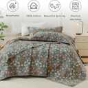 Sanracie Oversized King Bedspread 128"x120",100% Cotton Lightweight Breathable Flower Botanical Printed Pattern Quilted Bedspreads Set 3Pcs Extra Soft Aesthetic Coverlet Set for All Season