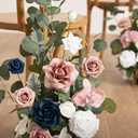 Ling's moment 17.5" Tall Standing Artificial Flowers Arrangements 4 pcs Wedding Aisle Runner Chair Decorations Dusty Rose Navy Centerpieces for Ceremony Reception Rose Floral Party Outdoor