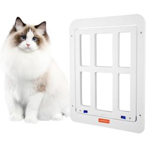 Small Dog Door for Screen Door, Inside Opening 8.2" x 9.6", Easy Install Pet Screen Door for Small Dog Cat Door with Magnetic Flap Lockable Door Insert for Sliding Door, White