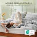 Bedsure Comforter Set Queen Size - GentleSoft 3 Pieces Double-Side Fleece Fluffy Light Grey Comforter Set, Cozy Striped Room Decor Aesthetic, Luxury Bedding Queen Size, 2 Pillowcases, 90x90 Inches