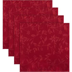 joybest 4 Pack Christmas Cloth Napkins 20 x 20 Inches Elegance Christmas Jacquard Napkins Polyester Fabric Tablecloths for Christmas Decoration, Holiday Dinner & Family Gathering, Red