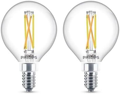 PHILIPS LED 60W G16.5 1-Pack Ultra Definition Soft White (2700K) 500 Lumen (5W = 60W) Dimmable Clear Flicker-Free Light Bulbs
