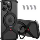 Metal Frameless Stand Phone Case Compatible with iPhone 16 Pro Max Phone Case Metal Magnetic Frameless Kickstand Case (Metal Black Case)