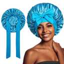 Satin Bonnet with Tie Band, Silk Hair Bonnet for Sleeping Women, Sleep Bonnets for Women, Silky Double Layer Sleep Cap for Curly Hair Braids