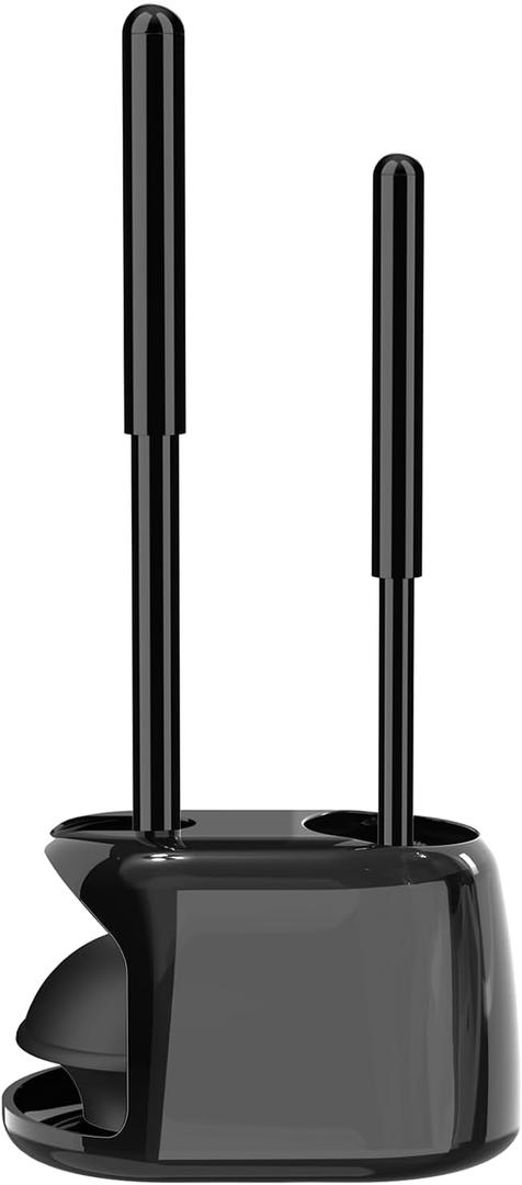 SetSail Toilet Brush and Plunger Set, Semi-Hidden Toilet Plungers Heavy Duty Toilet Bowl Brush and Holder for Bathroom Toilet Plunger and Brush Set for Deeply Cleaning - Black (1 pack)