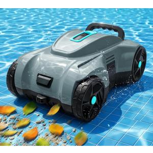 LanOcean Cordless Automatic Pool Cleaner Robot, Efficient Pool Vacuum Robot w/Self-Parking, 120Min Runtime, Auto Debris Removal, Ideal for Daily Maintenance of Flat Above Ground & Inground Pools-Gray