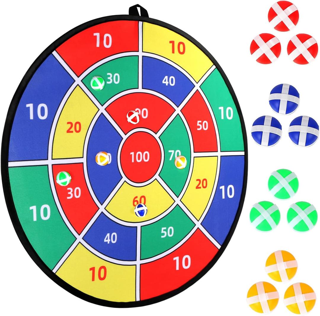 Toys Gifts for Kids Boys Daughter Son Birthday 29" Large Dart Board for Kids, Double-Sided Kids Dart Board with Sticky Balls, Indoor Sports & Outdoors Fun Party Play Games Toys