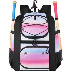 MATEIN Softball Bag, Lightweight Baseball Backpack with Shoe Compartment, Baseball Bag with Fence Hook for TBall Bat & Equipment, Softball Gifts Catchers Backpack for Women Fit Catchers Mitt, Helmet