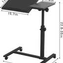 TigerDad Overbed Bedside Desk Mobile Rolling Laptop Stand Tilting Overbed Table with Wheels Height Adjustable Tray Table for Laptop Bed Sofa Side Table (Black)