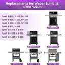Spirit Cast Iron Grill Grates for Weber Spirit E-310 E-320 S-330 Spirit II E310 S310 E315 Gas Grills Spirit II 300 Series with Front Mount Control 7636 Porcelain Steel Flavorizer Bars