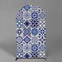 Mosaic Arch Backdrop Cover Stretchy Spandex Fabric Set of Tiles Portuguese Style Background for Baby Shower Birthday Wedding Party Decoration GX-1526 (6.5X3.3FT)