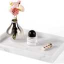 Erongoo Real Natural Marble Tray, 11.7" x 7.8" Decorative Vanity Tray for Bathroom Countertop, Kitchen Counter, or Catchall, White Coffee Table Tray for Jewelry, Perfume, Candles, Office, Home Decor