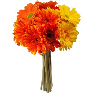 16Pcs Artificial Flowers Colorful Gerbera Daisies Bouquets with Vibrant Color Daisy Lifelike Flowers Arrangements for Home Wedding Table Center Decor,Cemetery Grave Decor(Orange+Yellow+Red)
