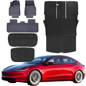 Floor Mats for Tesla Model Y Juniper 2025-2026, Front Rear Cargo Mat Backrest Mat Rear Trunk Liner Fit for New Version Tesla ModelY Accessories 5 Seat Floor Mats for Tesla Model Y Juniper 2025-2026, Front Rear Cargo Mat Backrest Mat Rear Trunk Liner Fit for New Version Tesla ModelY Accessories 5 Seat