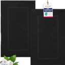 TEXTILOM Luxury 2 Pack Banded Cotton Bath Mats for Bathroom Floor [ Hotel, Spa, Tub, Shower Bath Mat Floor Towel Set ], Machine Washable & Soft & Absorbent & Quick Dry (20''x34'')- Black
