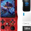 R36MAX Retro Game Console, 4.0 inch Retro Gaming Console with 128GB Memory, Video Game Consoles with 4000mAh Battery and 30+ Emulators, Red