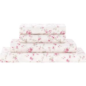 Modern Threads Silky Soft Microfiber and Wrinkle Free Sheets - Luxurious Microfiber Bed Sheets Includes Flat Sheet, Fitted Sheet with Deep Pockets, & Pillowcases Kashmir Rose, Full (22 Floral Rose)