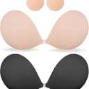 MITALOO Seamless Adhesive Bra Sticky Strapless Invisible Push up Bras Silicone Backless Nipple Cover for Women (Beige Black), Cup Size: C