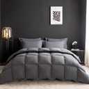 Feather Down Comforter Full/Queen Size,Hotel Style Bedding Comforter,750+ Fill Power,1200TC,100% Organic Cotton Fabric,All Season Grey Duvet Insert with 8 Corner Tabs (Queen(90x90inches), Solid Grey)