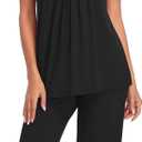 COLORFULLEAF Women's Pajama Sets Summer Pjs Lounge Sets for Women Soft Sleepwear Top and Capri Pants with Pockets (Black, XL)