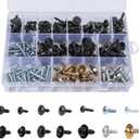 160 PCS 14 Sizes Metal Car Screw Body Bumper Hood Retainer Clips with Phillips Round Head Self Tapping Screw Assortment Kit, Automotive Trim Screws Compatible with GM Ford Porsche Toyota