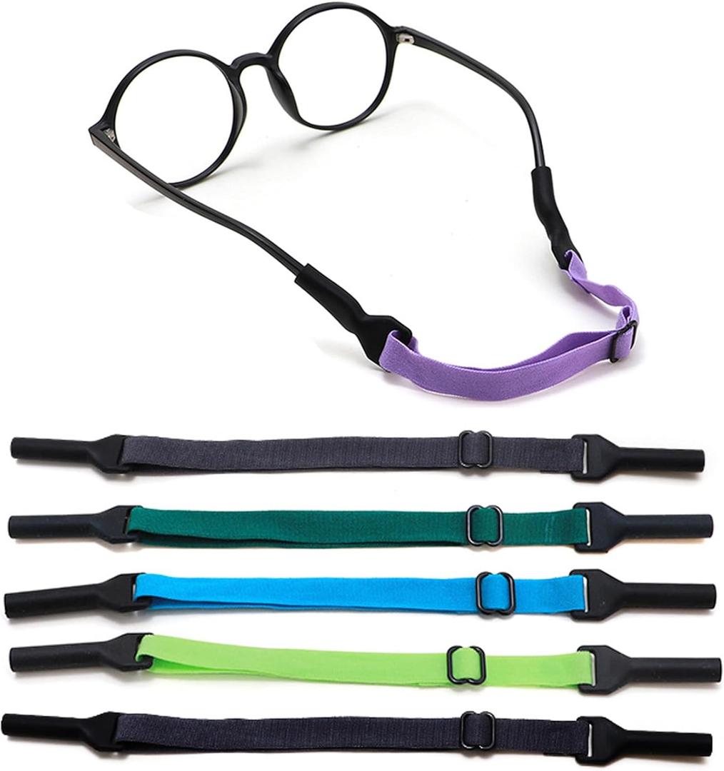 Adjustable Kids Glasses Strap, 5Pcs No Tail Spectacle Straps, Kid's Eyewear Holder Strap For Boy And Girl (210mm/Adult, Multiple Colors 1)