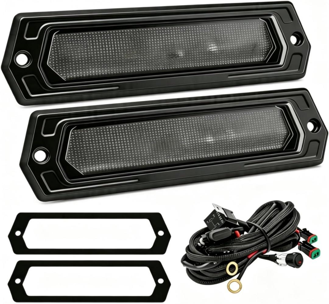 Flush Mount LED Pods with Wiring Harness Kit, 2PCS 6 Inch 120W Diffusion Beam Grill Lights Trailer Reverse Lights Off Road Lights Flush Mount Fog Lights Rear Bumper Pod Lights for Truck Pickup ATV UTV