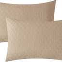 JELLYMONI Pillowcases Standard Size Khaki 2 Pack Waffle Plaid Bed Pillow Covers 20x26in Microfiber Envelope Pillow Shams Knitted Jacquard Waffle Weave Pillow Case (Pillows are not Included)