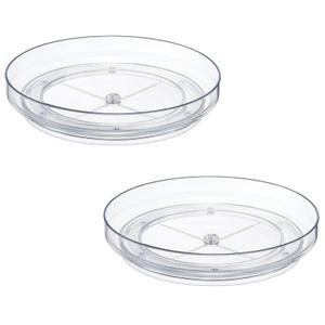 2 Pack Clear Acrylic Lazy Susan, Non-Skid Turntable Organizer for Cabinet