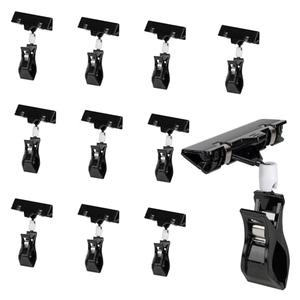 Ayuanb Mini Black Sign Holder Clips for Display, Plastic Sign Holder Clips for Retail, Swivel Price Signs Clip, Rotatable Price Shelf Clips for Store Clothing Rack Merchandise Shelf Basket