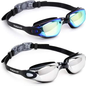 Swim Goggles 2 Pack Anti Fog Swimming Goggles, No Leaking UV Protection Pool Goggles for Adult Men Women Youth  (Aqua & Bright Silver)