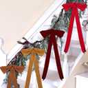 12 Pcs Christmas Frayed Edge Bows Decoration - 12" x 24" Chiffon Silk Ribbon Large Vintage Bow Ornaments Set for Xmas Tree Topper, Garland, Wreath, Candlestick - Holiday Indoor Outdoor Decor (Retro Color)