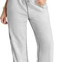 Herseas High Waisted Sweatpants for Women 2025 Fall Wide Leg Contrast Stitching Drawstring Loose Lounge Jogging Pants (S)