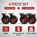 Frassie 8" Heavy Duty Rubber Wheels Industrial Casters, 2 Swivel 2 Locking