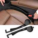 Car Seat Gap Filler Organizer, 2PCS Car Seat Gap Plug with Storage Slot, 3-in-1 Seat Gap Filler with Cup Holder & Hooks, Car Interior Organizer for Sedans SUVs Trucks, Black (2)