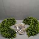 CYANBLOOM Boxwood Wreaths for Front Door: 24 Inch Large Green Wreath with Buffalo Plaid Bow - Weatherproof Year Round Hanging Outdoor Winter Spring - Christmas Holiday Decorations Gifts
