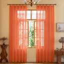 Orange Sheer Curtains 84 Inch Length Pinch Pleated Semi Voile Sheer Curtains for Bedroom Living Room Soft Touch Light Filtering Drapes(Mandarin Orange, 42 W x 84 L, 2 Panels)
