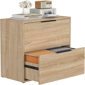 2 Drawer Lateral File Cabinets, Office File Cabinet for Home Office, Wooden Filing Cabinets for Hanging Files/Letter, Oak