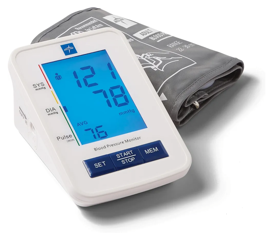 Medline digital Blood Pressure Monitor, Adult Upper Arm Cuff, Digital LCD Display, Stores Up To 90 Readings, Batteries includedes